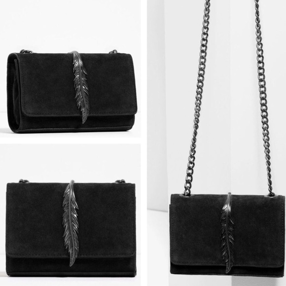 Zara Handbags - Zara black suede leather crossbody bag